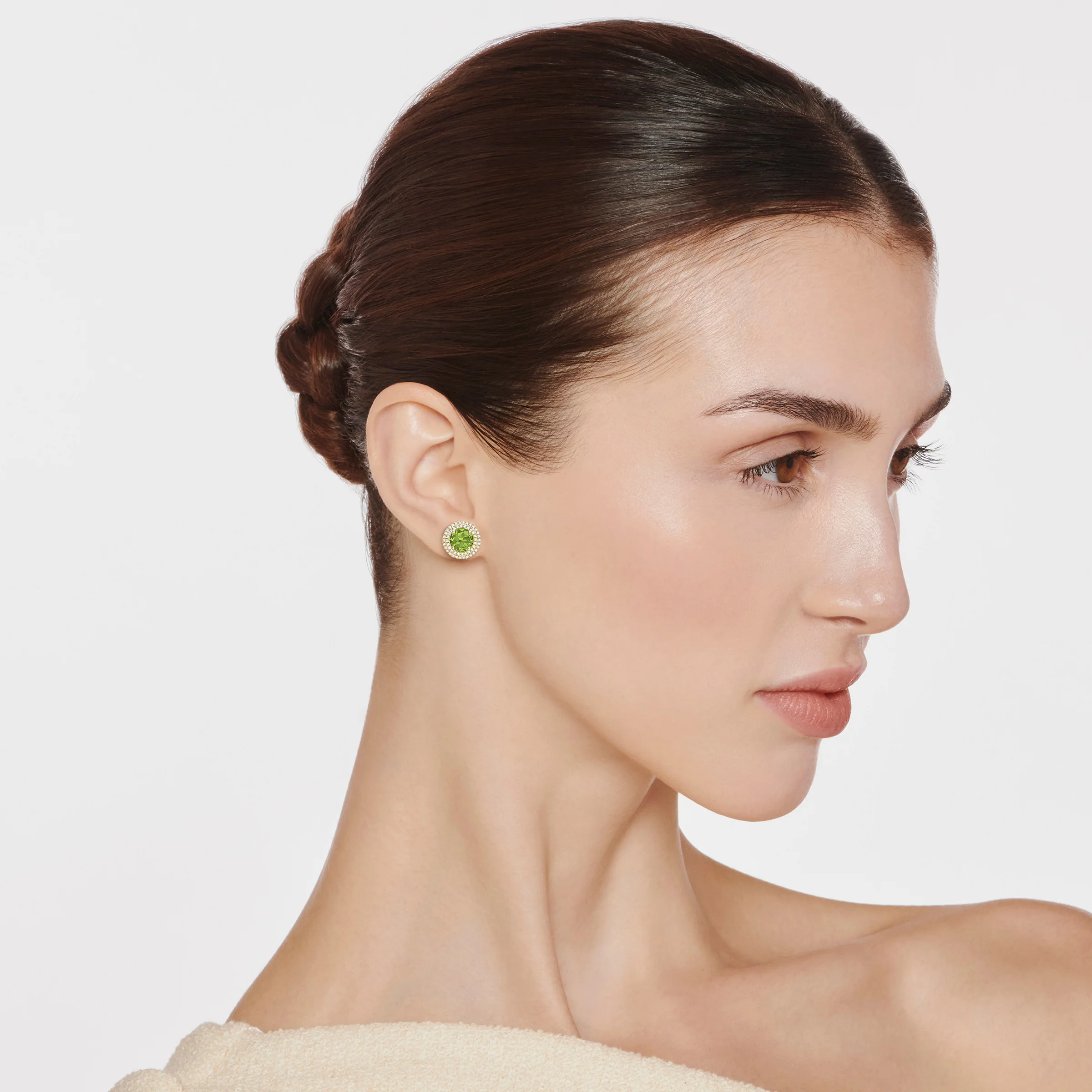 Grace Peridot and Diamond Double Halo Earrings - Image 3