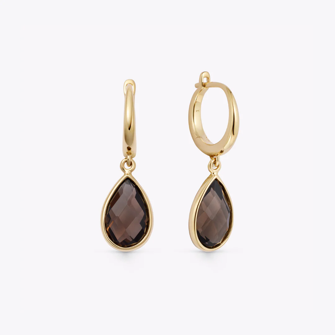 Kiki Classics Smoky Quartz Pear Drop Earrings - Image 3