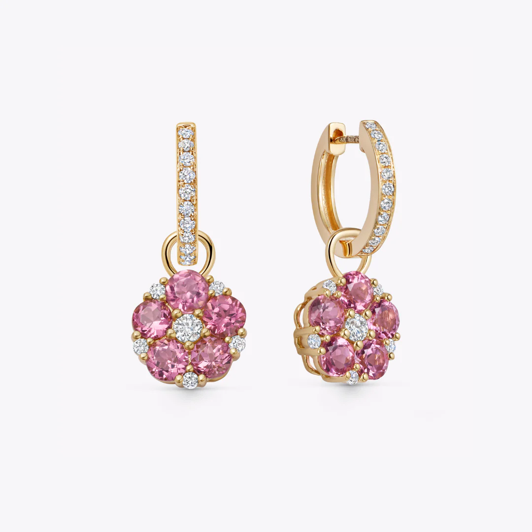 Petals Pink Tourmaline and Diamond Detachable Drops - Image 3